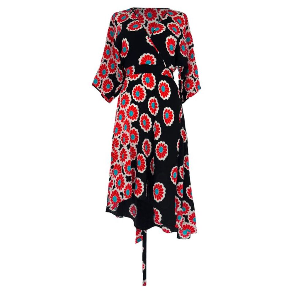 Diane Von Furstenberg Beach Kimono Printed Dress in Multicolor Silk